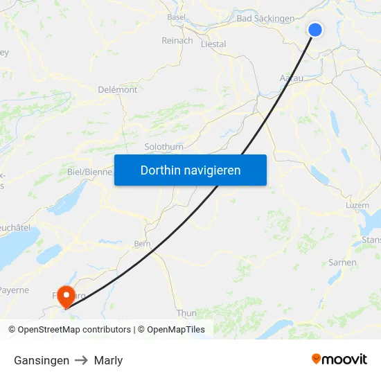 Gansingen to Marly map