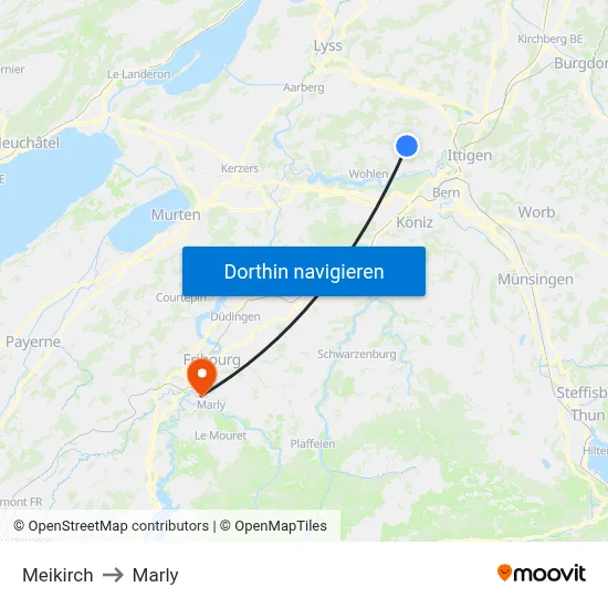 Meikirch to Marly map