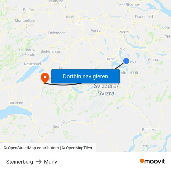 Steinerberg to Marly map