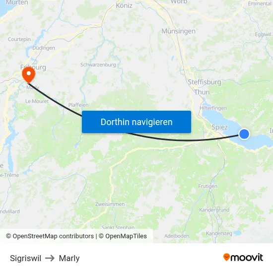 Sigriswil to Marly map