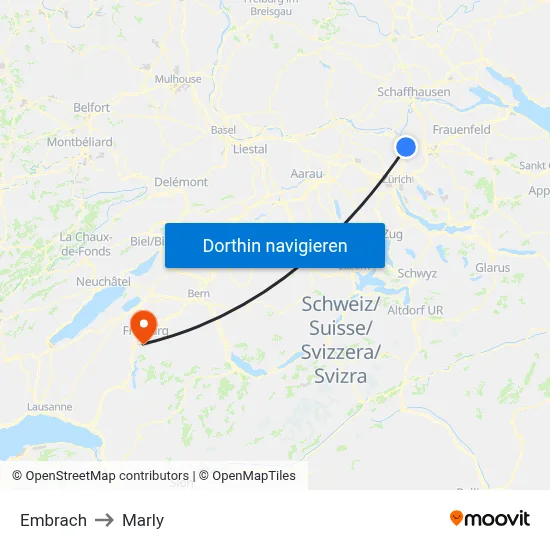 Embrach to Marly map