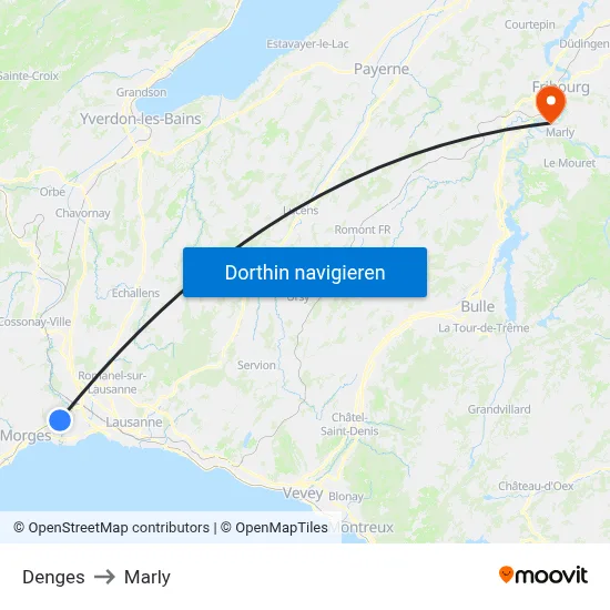 Denges to Marly map