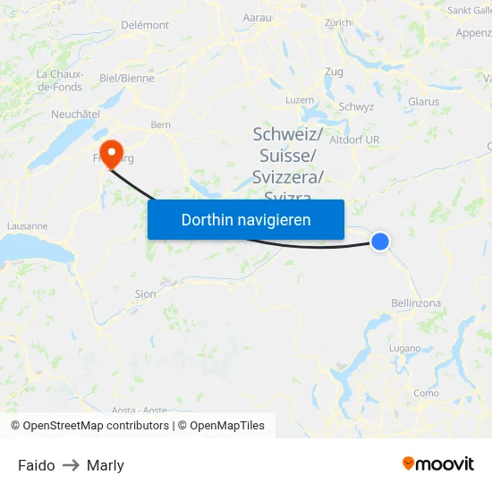 Faido to Marly map
