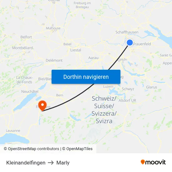Kleinandelfingen to Marly map