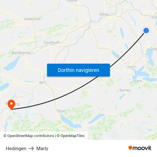 Hedingen to Marly map