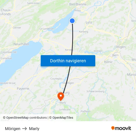 Mörigen to Marly map