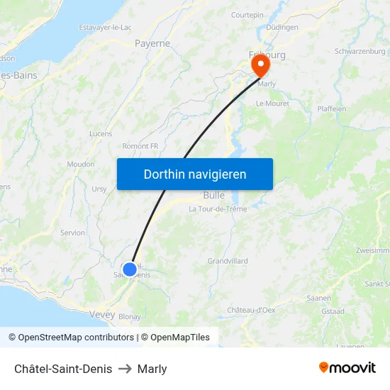 Châtel-Saint-Denis to Marly map