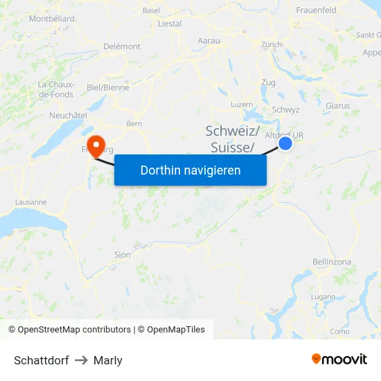Schattdorf to Marly map