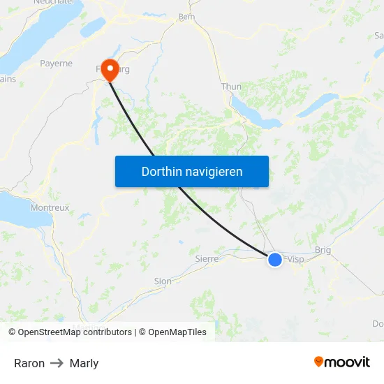 Raron to Marly map