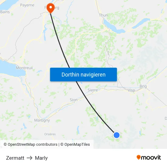 Zermatt to Marly map