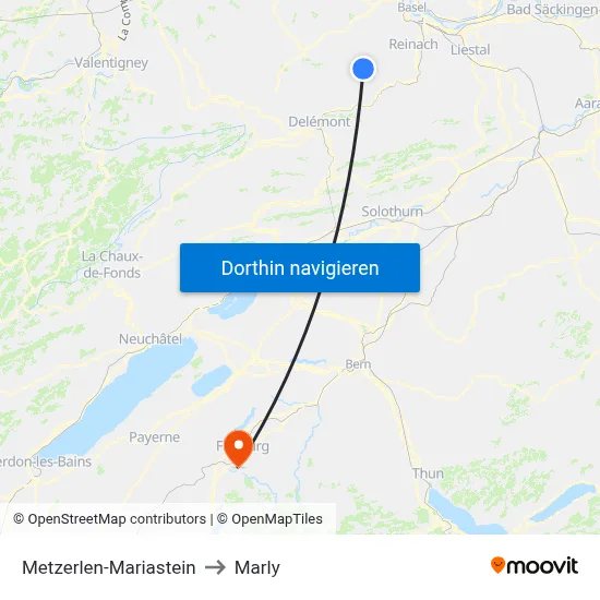Metzerlen-Mariastein to Marly map
