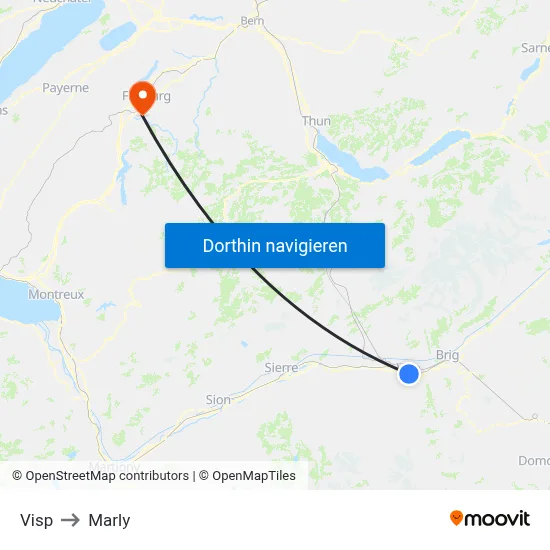 Visp to Marly map