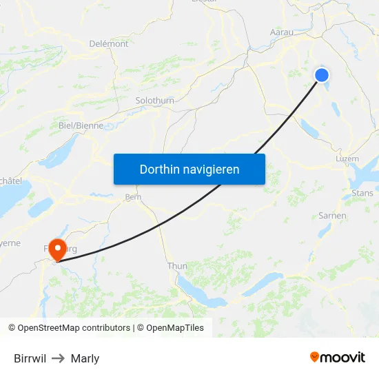Birrwil to Marly map