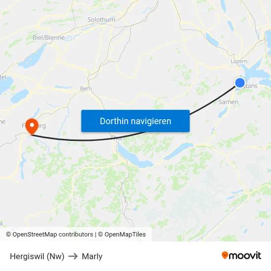 Hergiswil (Nw) to Marly map