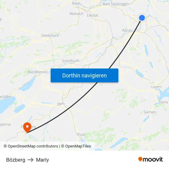 Bözberg to Marly map