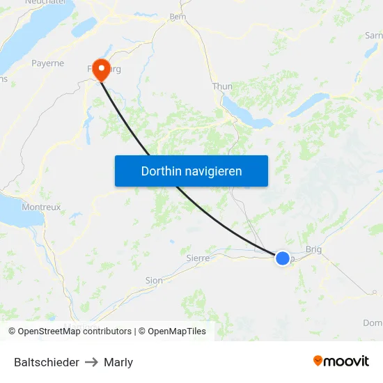 Baltschieder to Marly map