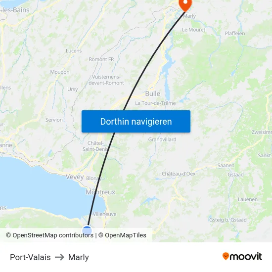 Port-Valais to Marly map