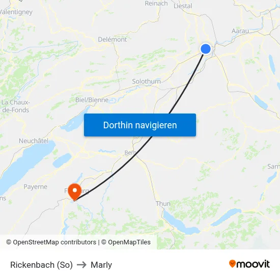 Rickenbach (So) to Marly map