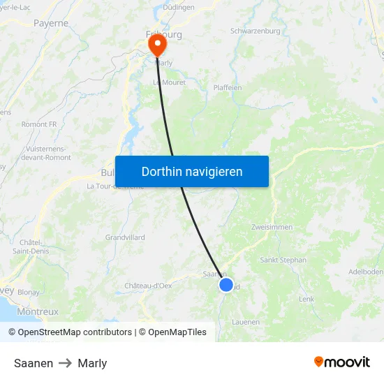Saanen to Marly map