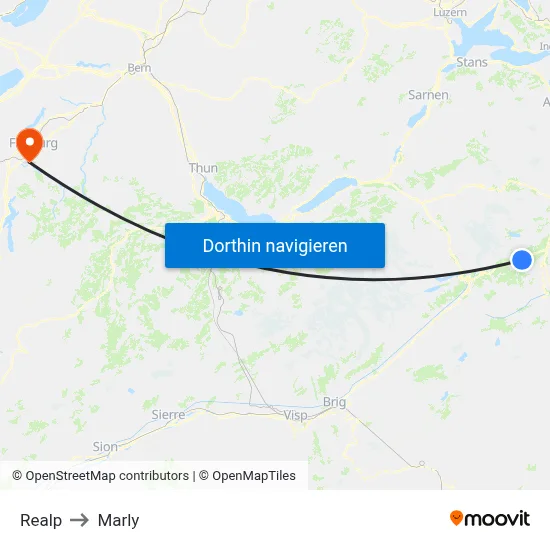 Realp to Marly map