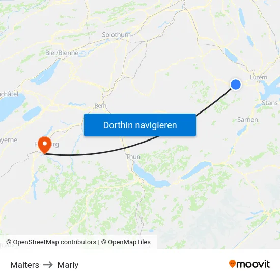 Malters to Marly map