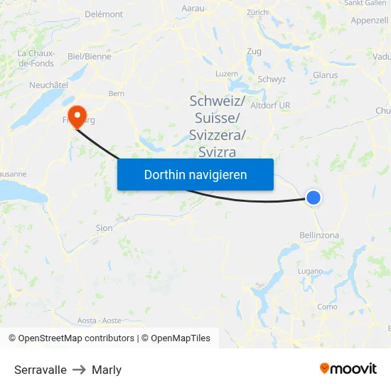 Serravalle to Marly map