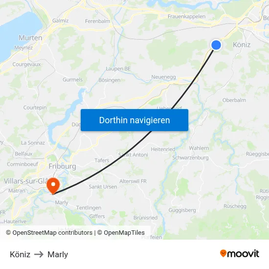 Köniz to Marly map