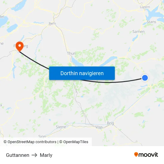 Guttannen to Marly map