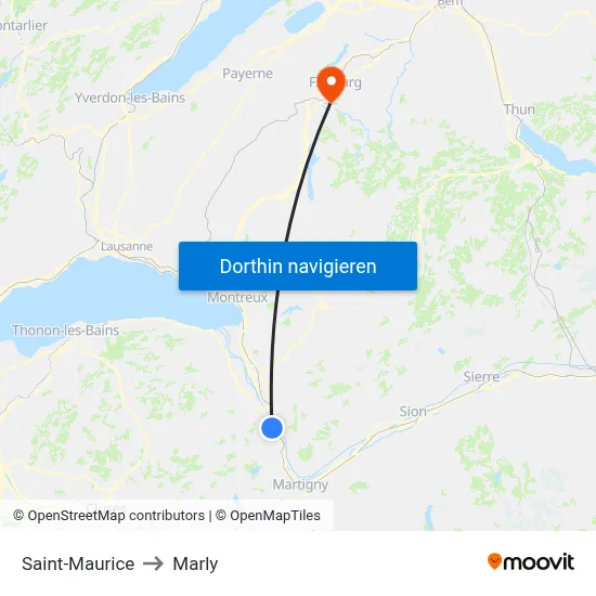 Saint-Maurice to Marly map