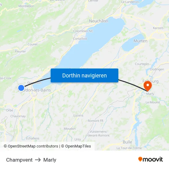 Champvent to Marly map