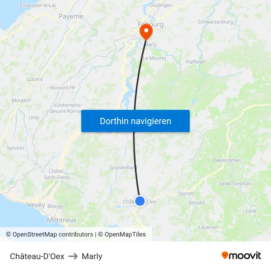 Château-D'Oex to Marly map