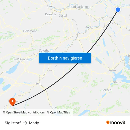 Siglistorf to Marly map