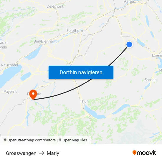 Grosswangen to Marly map
