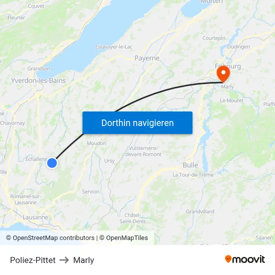 Poliez-Pittet to Marly map