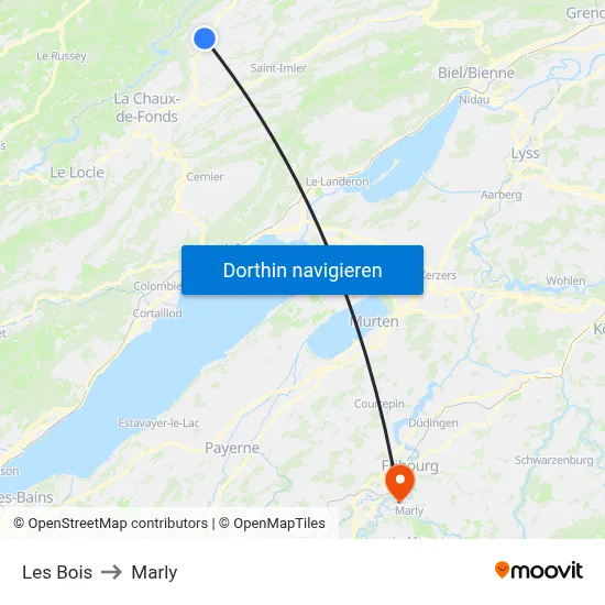 Les Bois to Marly map