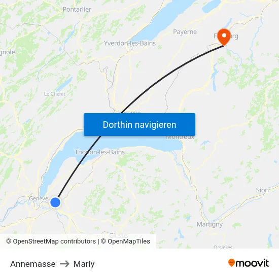 Annemasse to Marly map