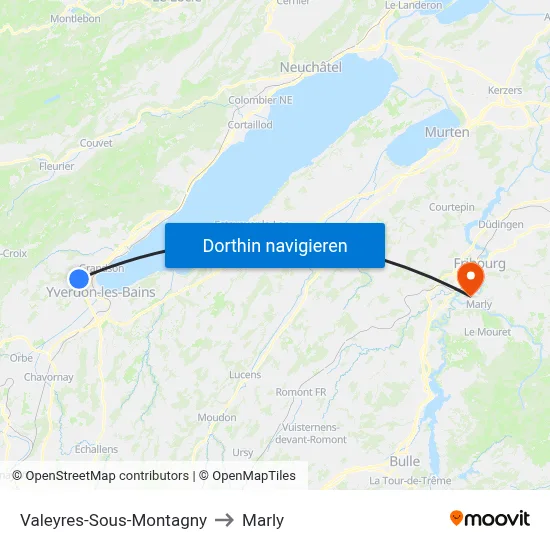 Valeyres-Sous-Montagny to Marly map