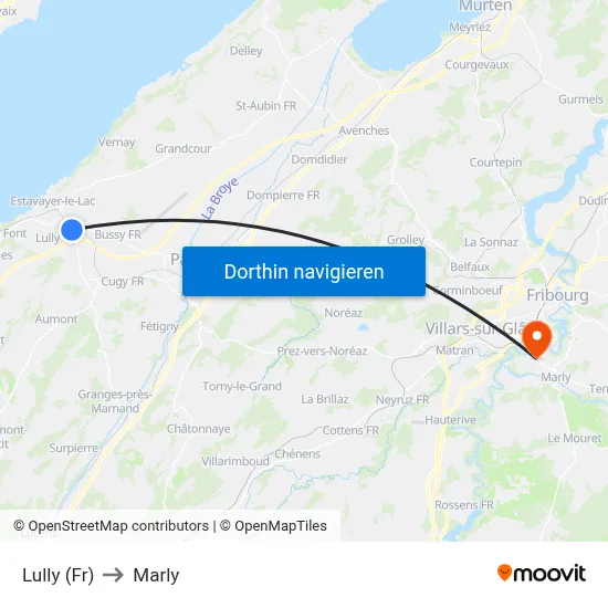 Lully (Fr) to Marly map