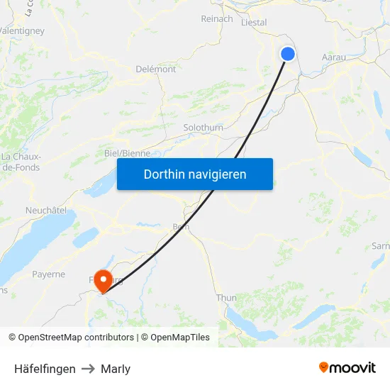 Häfelfingen to Marly map