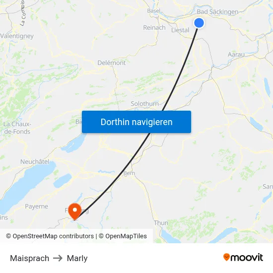 Maisprach to Marly map
