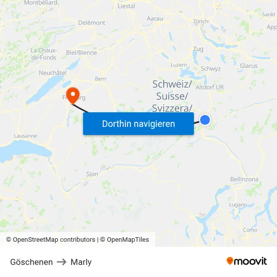 Göschenen to Marly map