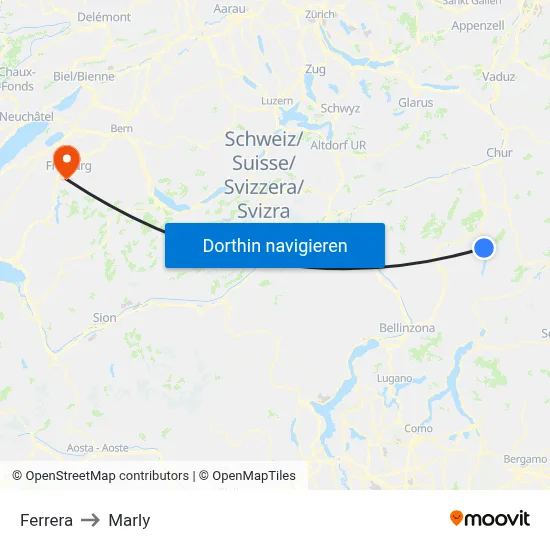 Ferrera to Marly map