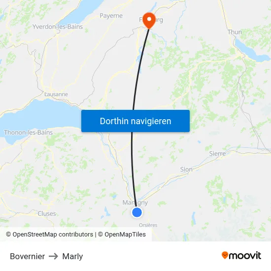 Bovernier to Marly map