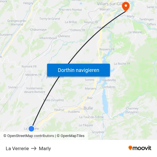 La Verrerie to Marly map