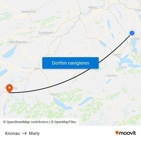 Knonau to Marly map
