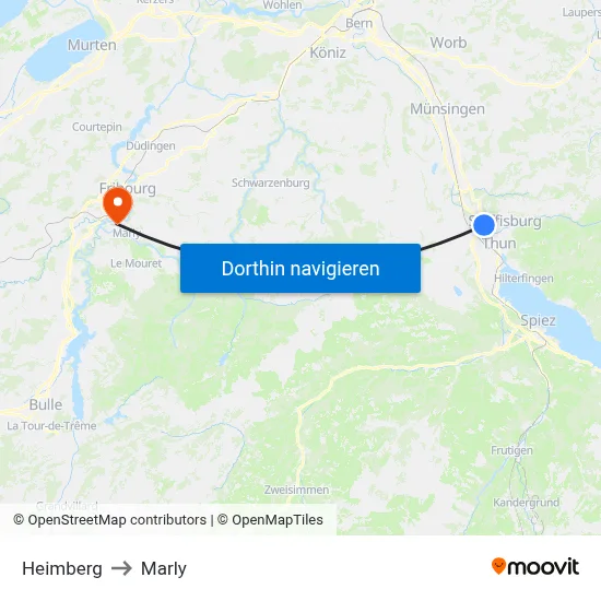 Heimberg to Marly map