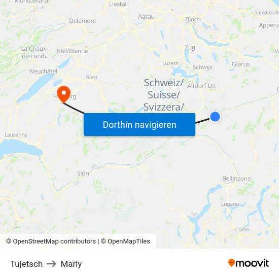 Tujetsch to Marly map