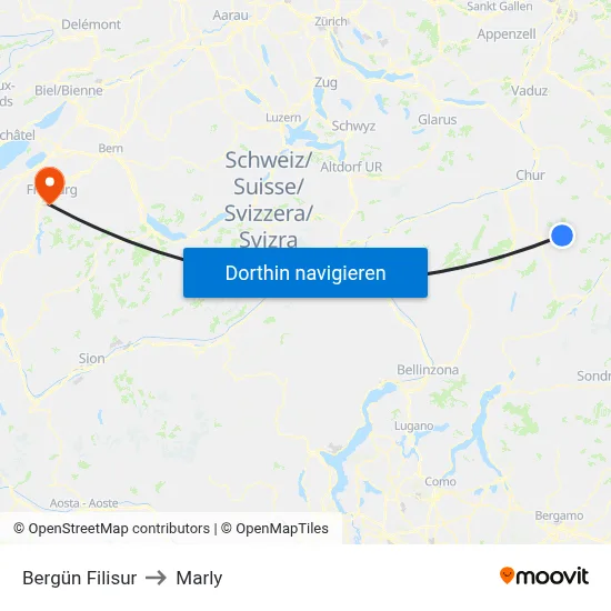Bergün Filisur to Marly map