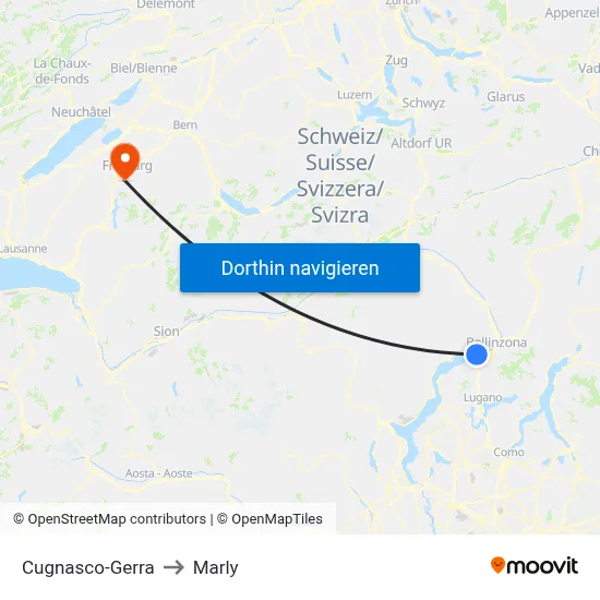 Cugnasco-Gerra to Marly map