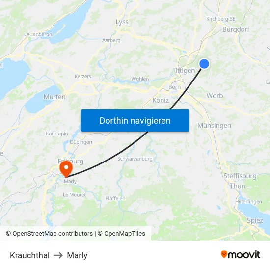 Krauchthal to Marly map